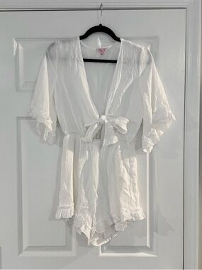 White Tie-Front Romper - Women Size Small